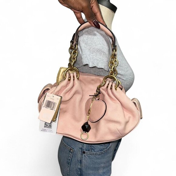 Vintage Pink Leather Juicy Couture satchel Crystal tote - Picture 1 of 8